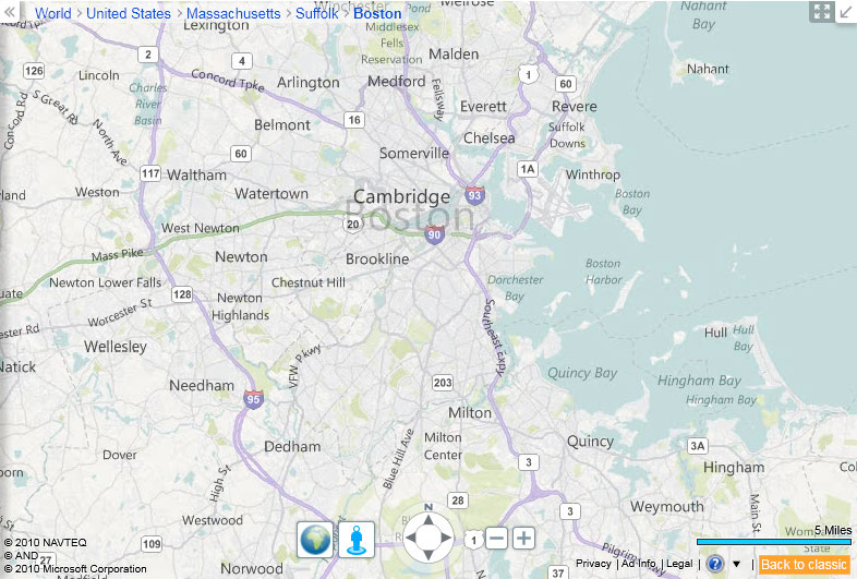 Bing Maps - city level