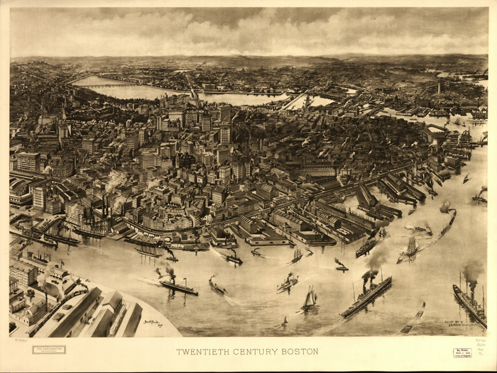 1905 bird's-eye view of Boston