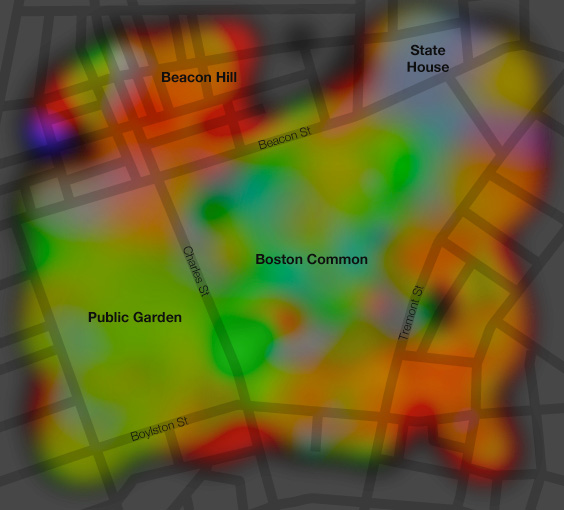 The color of the landscape around Boston Common