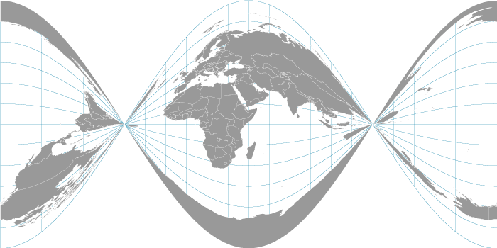 Twisted plate carrée map projection