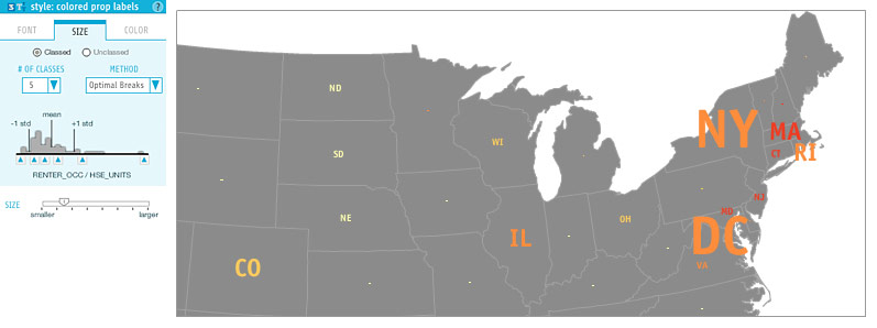 indiemapper colored proportional label maps