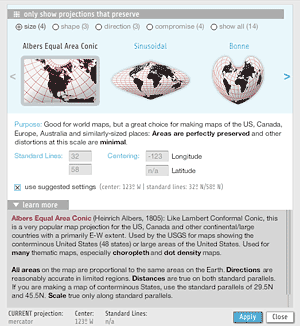 indiemapper projection panel