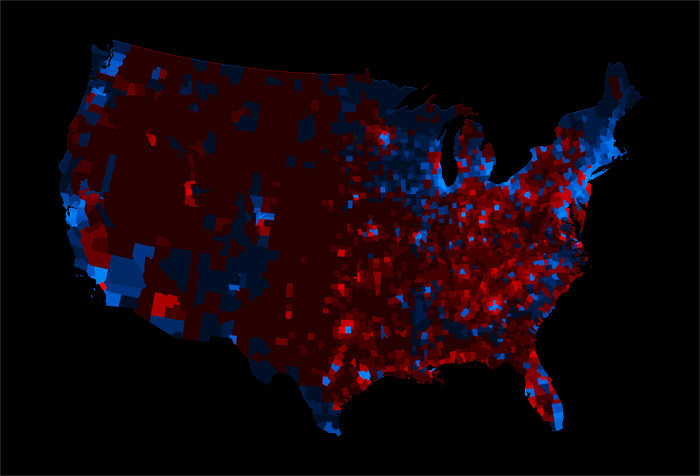 Election results by population desnity