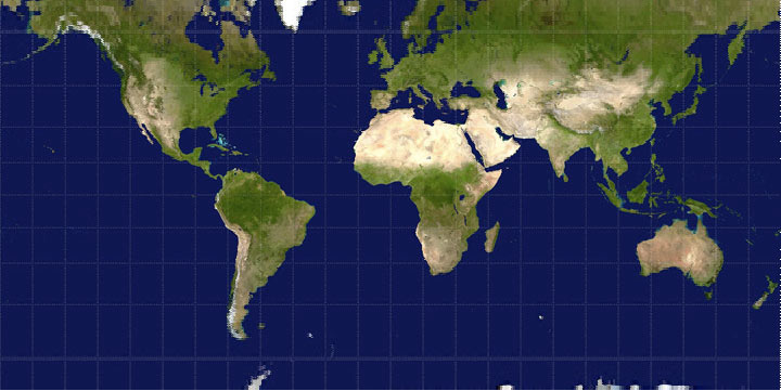 Mercator projection with interpolation based on the inverse projection