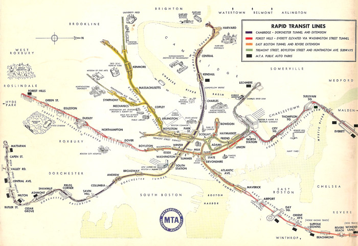 Bird's-eye view of Boston's rapid transit