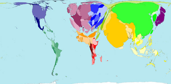 World population cartogram
