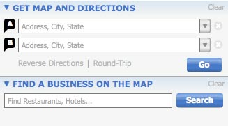 Yahoo Maps search interface